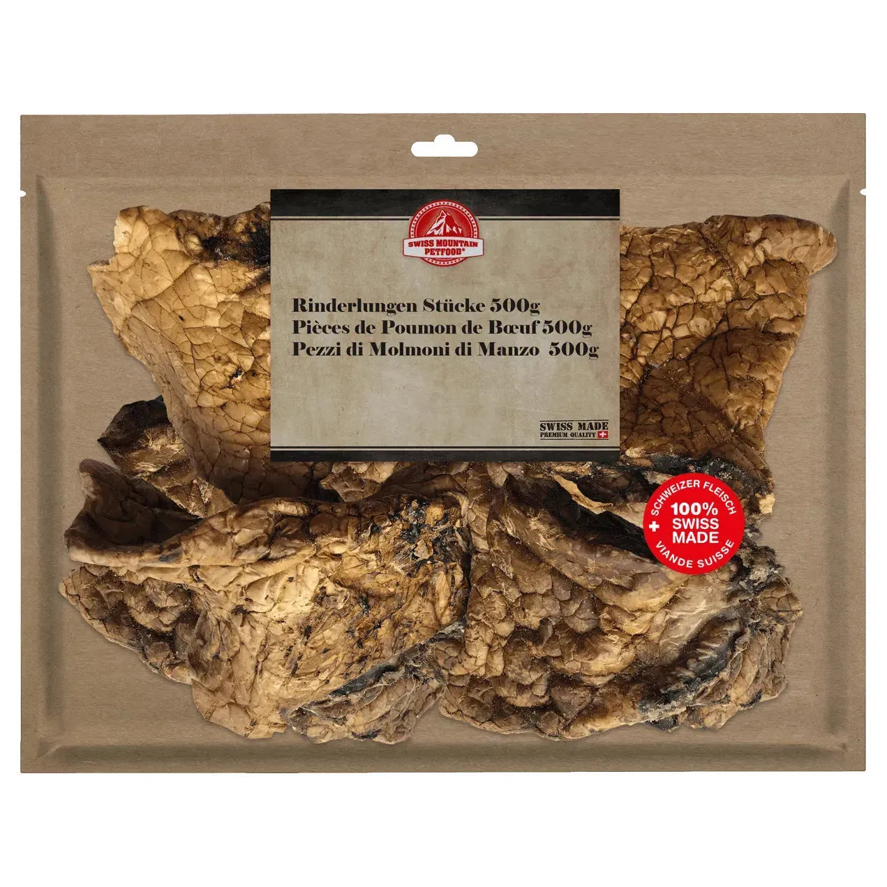 Rinderlungen Stücke - Hund - Swiss Mountain Petfood - Marigin AG Onlineshop für Tierbedarf Rinderlungen Stücke - Hund - 1 x 500g Kauartikel