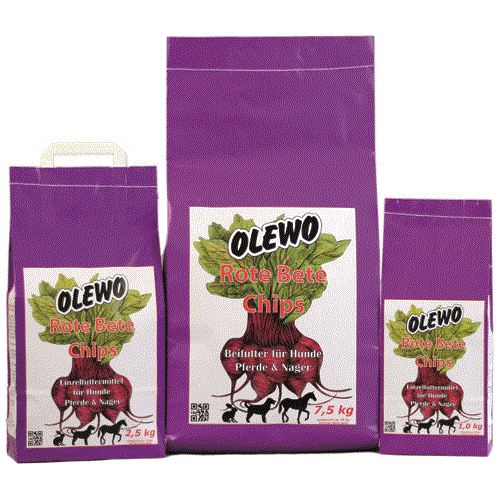 Rote-Bete-Chips - Olewo - Marigin AG Onlineshop für Tierbedarf Rote-Bete-Chips - 1Kg Ergänzungsfuttermittel