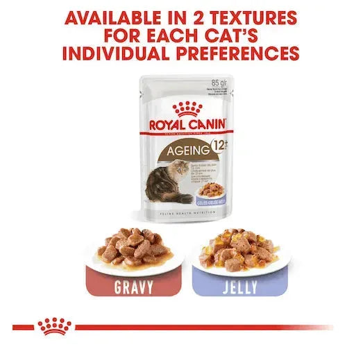 Royal Canin Ageing 12+ Cat/Katze - Beutel - Royal Canin Veterinary Care Nutrition - Marigin AG Onlineshop für Tierbedarf Royal Canin Ageing 12+ Cat/Katze - Beutel - Stückchen in Gelee / 12x85g Futter