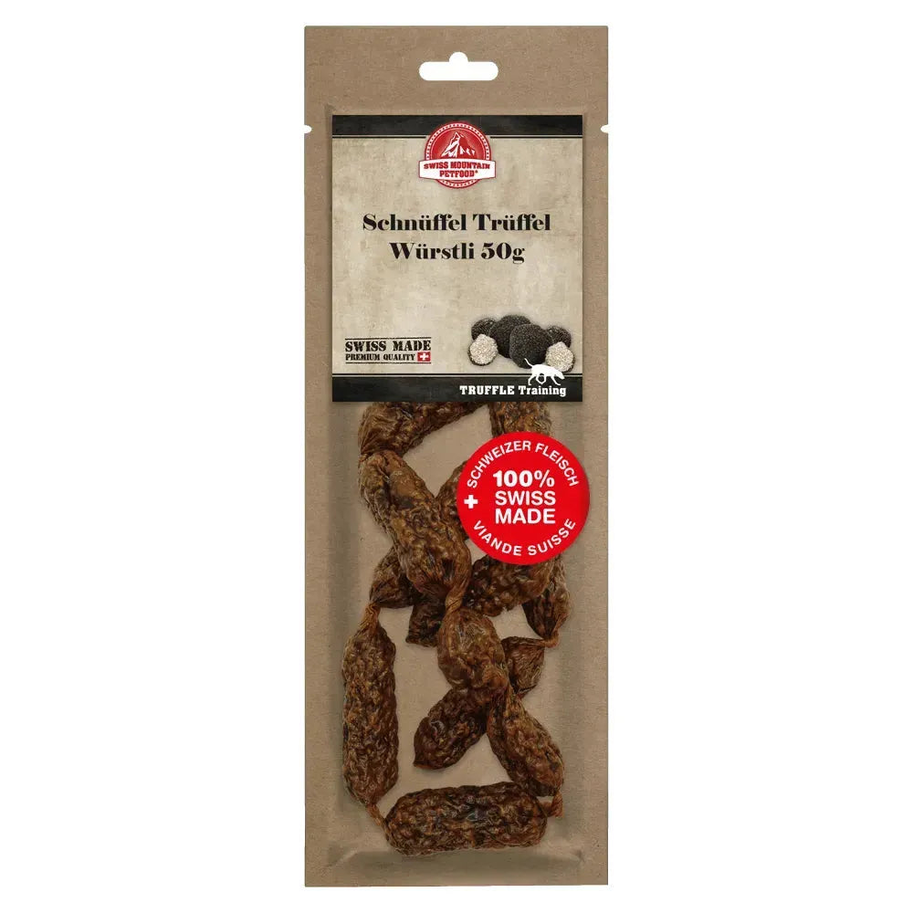 Schnüffel Trüffel Würstli - Hund - Swiss Mountain Petfood - Marigin AG Onlineshop für Tierbedarf Schnüffel Trüffel Würstli - Hund - 1 x 50g Kauartikel