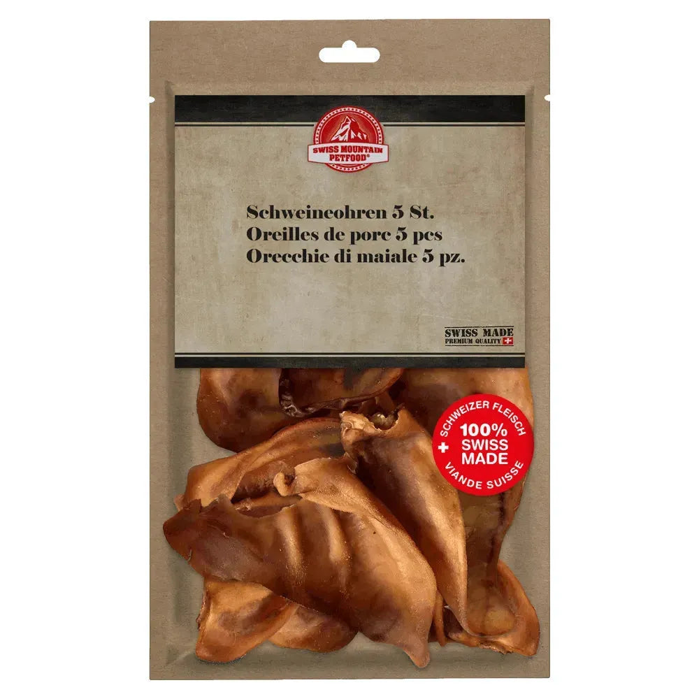 Schweineohren - Hund - Swiss Mountain Petfood - Marigin AG Onlineshop für Tierbedarf Schweineohren - Hund - 1 x 5 Stück Kauartikel