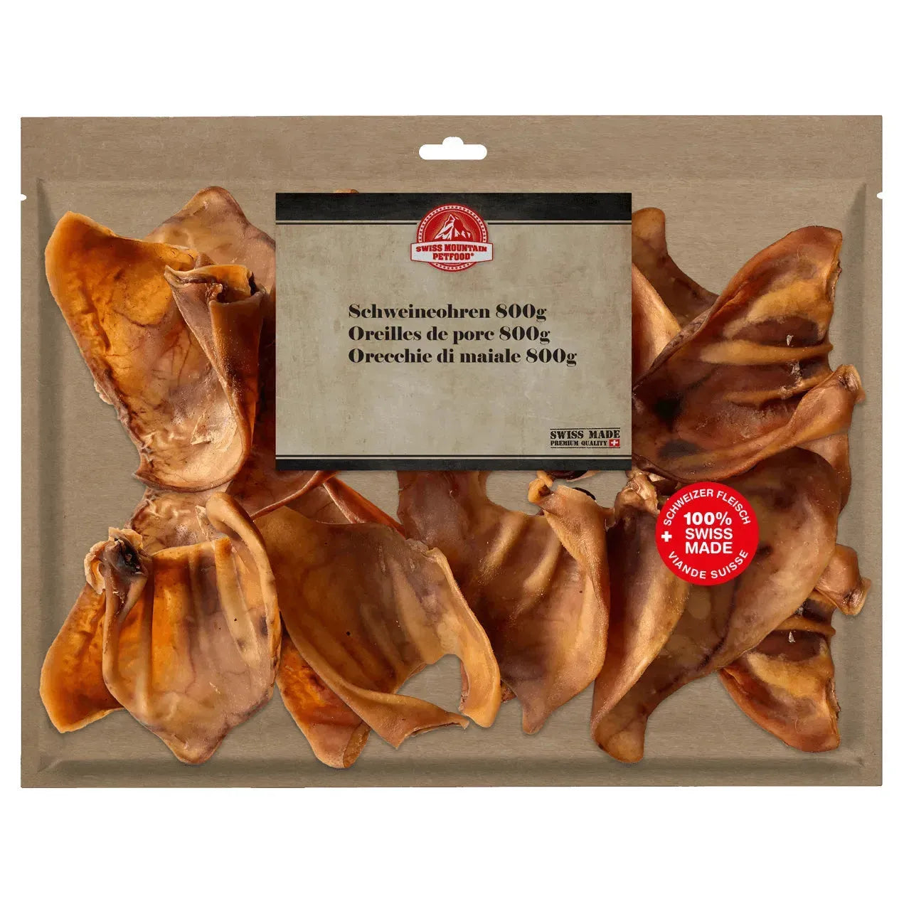 Schweineohren - Hund - Swiss Mountain Petfood - Marigin AG Onlineshop für Tierbedarf Schweineohren - Hund - 1 x 800g Kauartikel