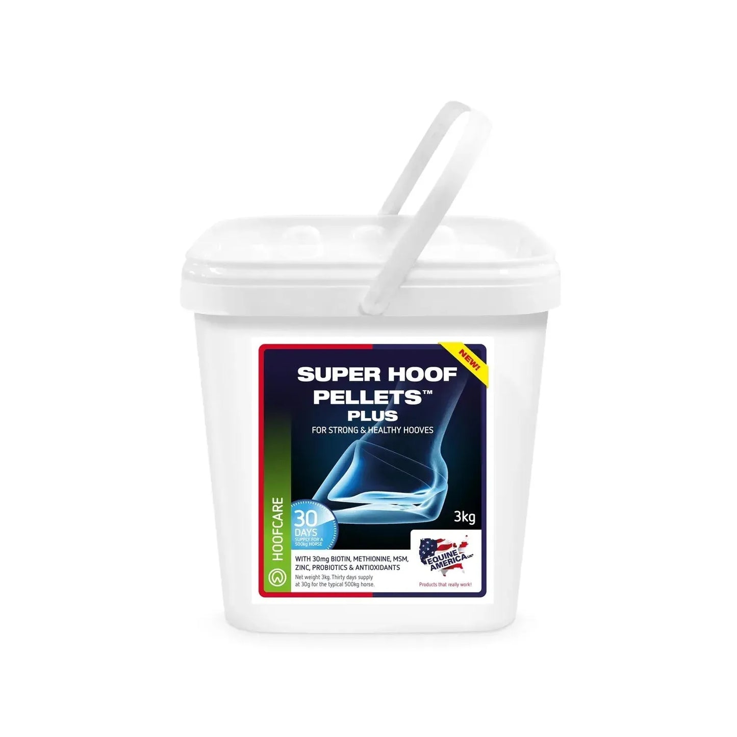 Super Hoof Plus Pferd - Pellets - Equine America - Marigin AG Onlineshop für Tierbedarf Super Hoof Plus Pferd - Pellets - 3 kg Ergänzungsfuttermittel
