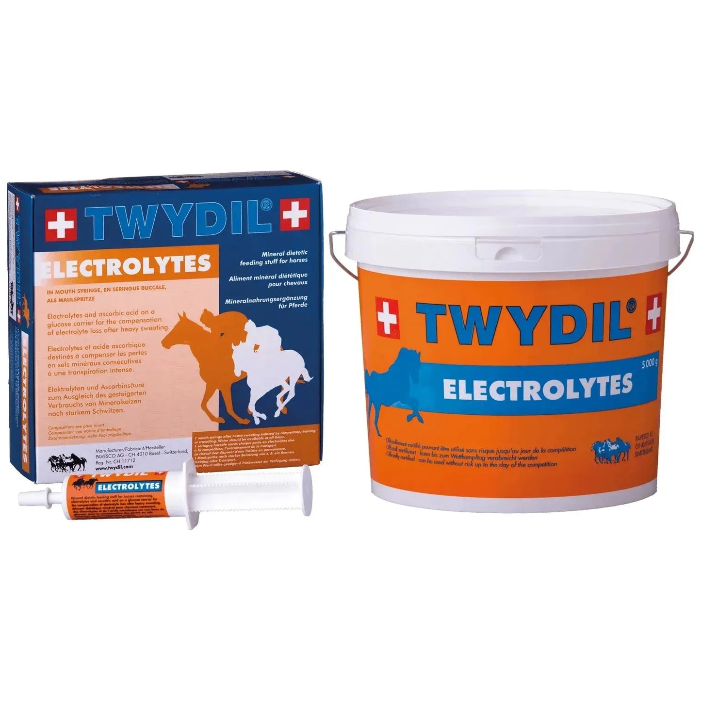 Twydil Electrolytes + C - Pferd - Pavesco AG - Marigin AG Onlineshop für Tierbedarf Twydil Electrolytes + C - Pferd - 10 Beutel à 50g Ergänzungsfuttermittel