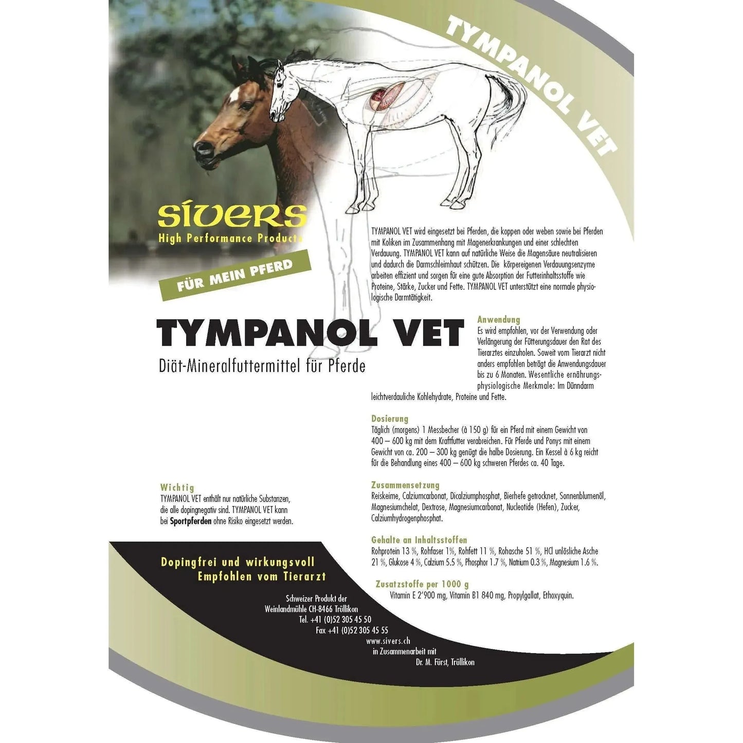 Tympanol Vet - Sivers - Marigin AG Onlineshop für Tierbedarf Tympanol Vet - 6kg Ergänzungsfuttermittel