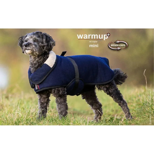 Action Factory - 30cm / dark blue Fleece/ beiges Frottee - Warmup Cape + Mini - Marigin AG Onlineshop für Tierbedarf