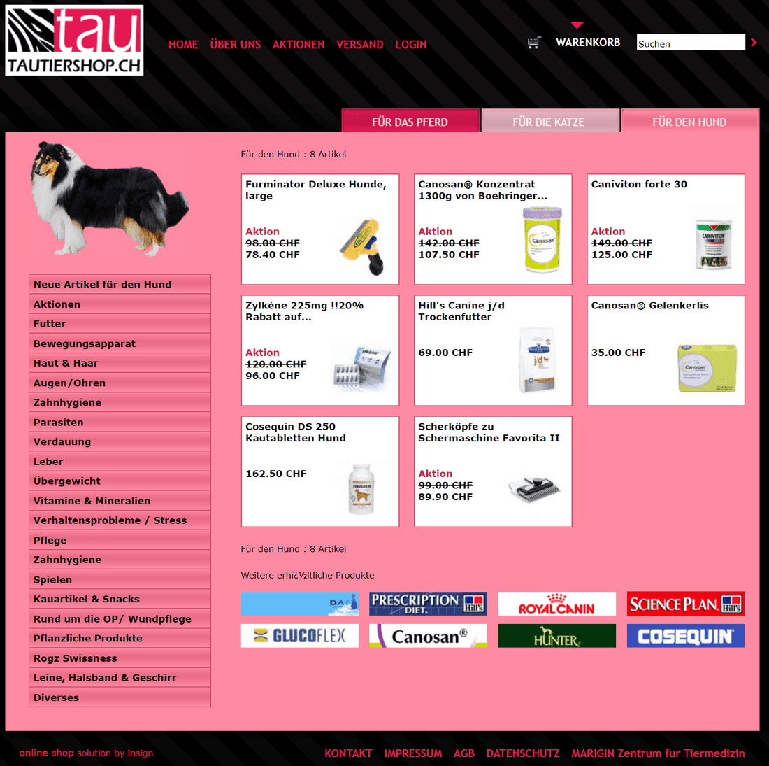 Neuer Tautiershop.ch - Marigin AG Onlineshop für Tierbedarf