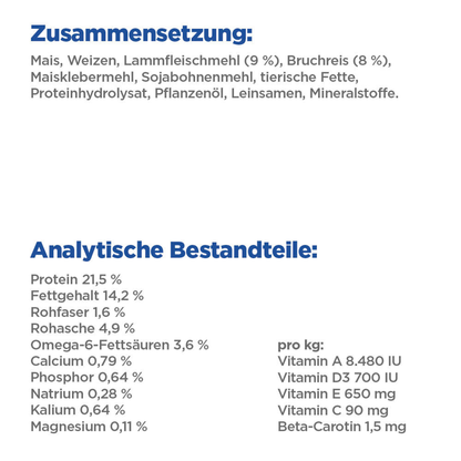 Hill's Vet Essentials Multi-Benefit Adult Small & Mini Hundefutter mit Lamm und Reis Zusammensetzung und Analytische Bestandteile