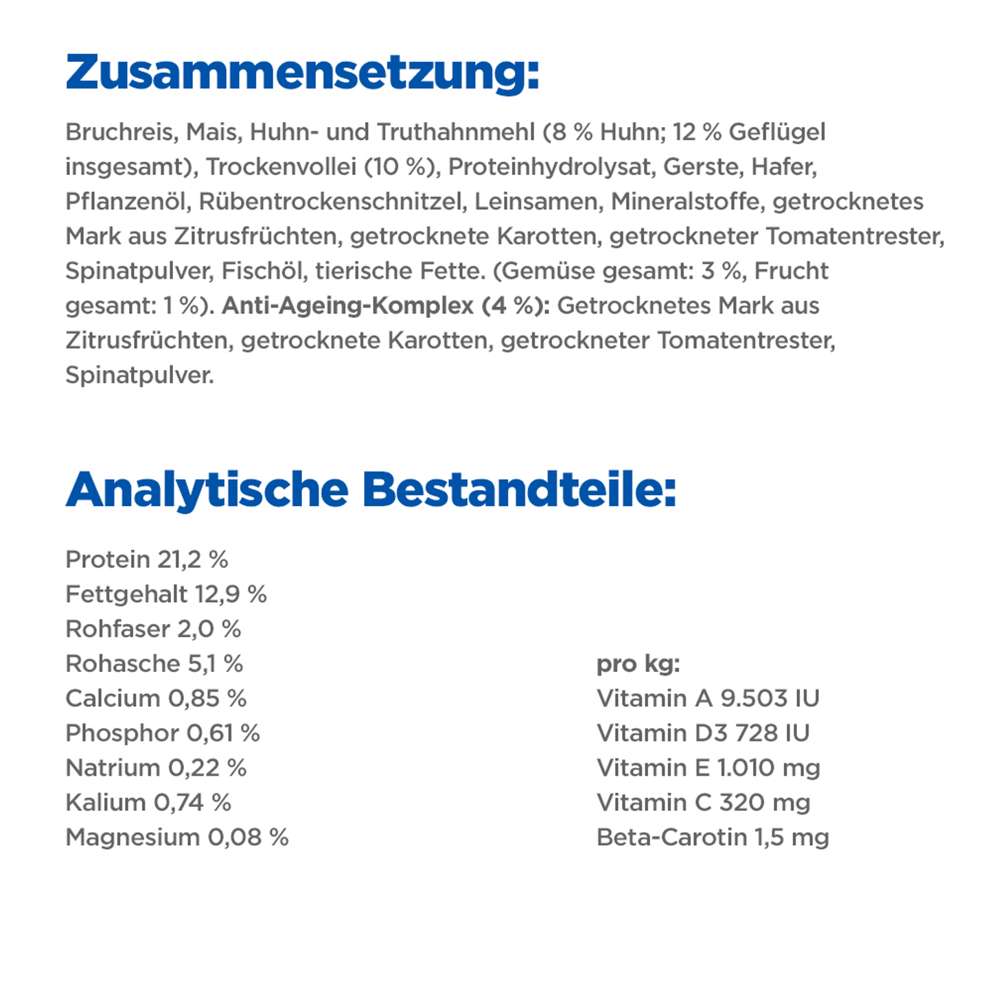 Hill's Multi-Benefit + Senior Health Mature Adult 7+ Small & Mini - Hund Zusammensetzung und Analytische Bestandteile