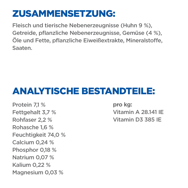 Hill's Vet Essentials Multi-Benefit Adult Nassfutter Zusammensetzung und Analytische Bestandteile