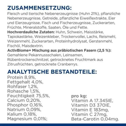 Hill's Prescription Diet Gastrointestinal Biome Nassfutter für Katzen Zusammensetzung Analytische Bestandteile