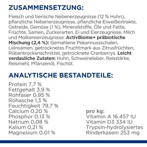 Hill's Prescription Diet Gastrointestinal Biome Ragout - Katzen Zusammensetzung Analytische Bestandteile