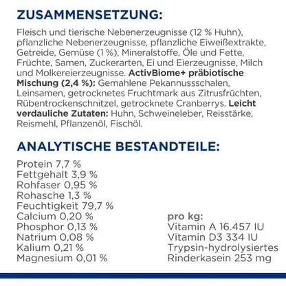 Hill's Prescription Diet Gastrointestinal Biome Ragout - Katzen Zusammensetzung Analytische Bestandteile
