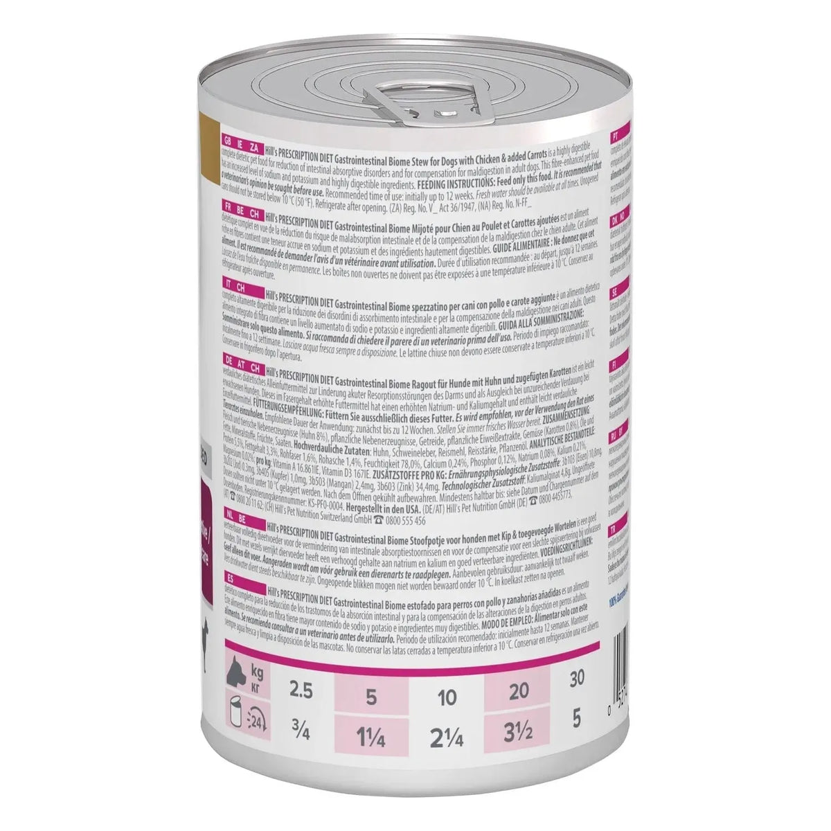 Hill’s Prescription Diet Gastrointestinal Biome Ragout Hund Rückseite