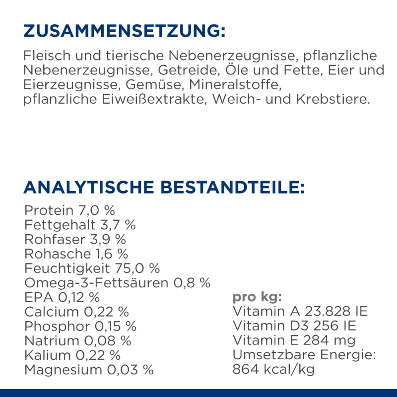 Hill's Prescription Diet Metabolic + Mobility Nassfutter für Hunde Zusammensetzung Analytische Bestandteile