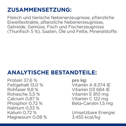 Hill's Prescription Diet Metabolic Trockenfutter mit Lachs für Katzen Zusammensetzung Analytische Bestandteile