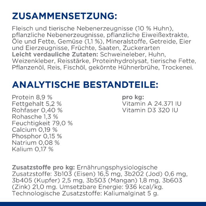 Hill's Prescription Diet ON-Care Ragout für Katzen Zusammensetzung Analytische Bestandteile