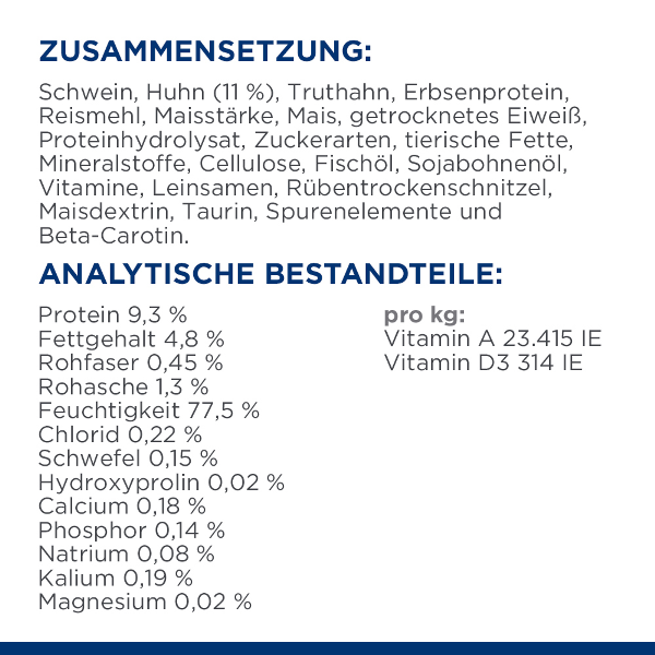  Hill's Prescription Diet c/d Multicare Katzenfutter Mousse Zusammensetzung Analytische Bestandteile