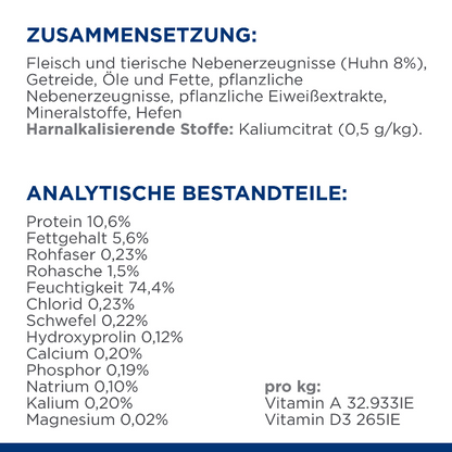 Hill's Prescription Diet c/d Multicare Nassfutter für Katzen Zusammensetzung Analytische Bestandteile
