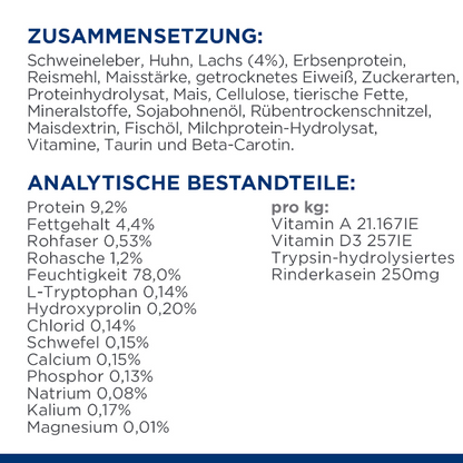 Hill's Prescription Diet c/d Multicare Stress Katzenfutter Mousse Lachs Zusammensetzung Analytische Bestandteile