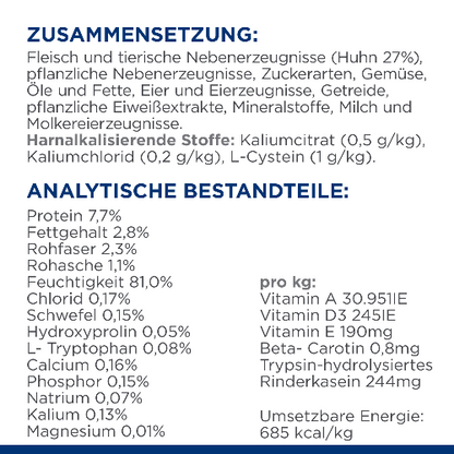 Hill's Prescription Diet c/d Multicare Stress + Metabolic Nassfutter für Katzen Zusammensetzung Analytische Bestandteile