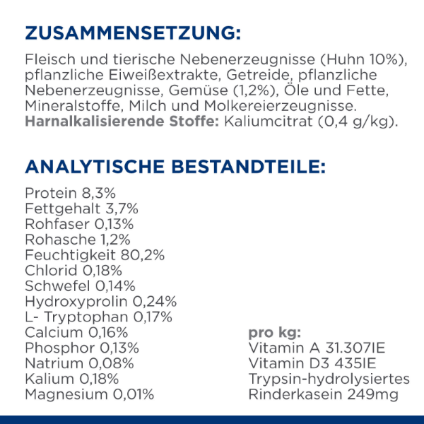 Hill's Prescription Diet c/d Multicare Stress Ragout für Katzen Zusammensetzung Analytische Bestandteile Huhn