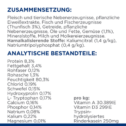 Hill's Prescription Diet c/d Multicare Stress Ragout für Katzen Zusammensetzung Analytische Bestandteile Thunfisch
