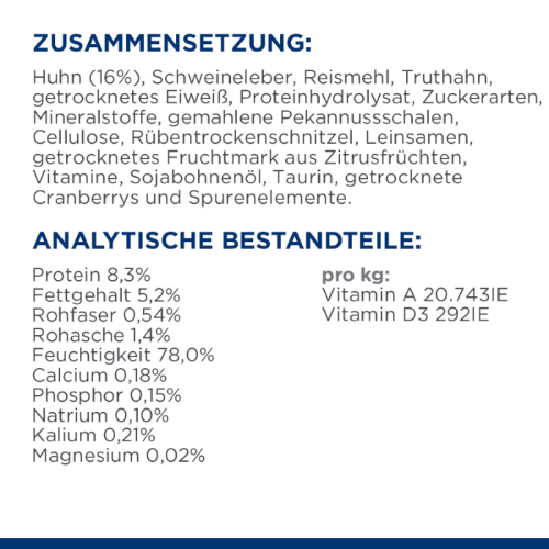 Hill's Prescription Diet i/d Katzenfutter Mousse Zusammensetzung Analytische Bestandteile