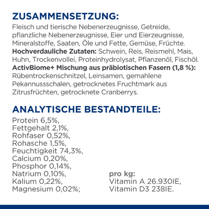 Hill’s Prescription Diet i/d Low Fat Hund zusammensetzung analytische bestandteile