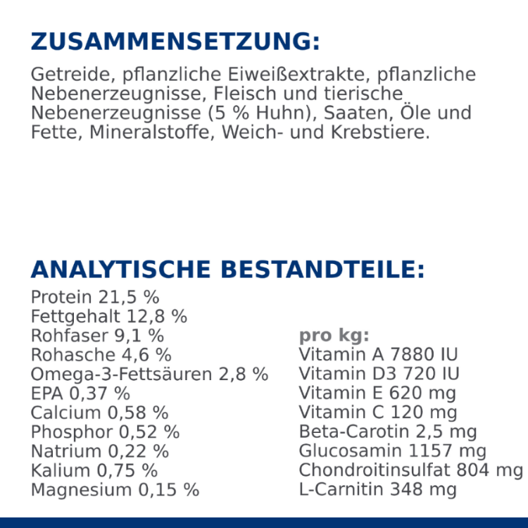 Hill's Prescription Diet j/d Reduced Calorie Trockenfutter für Hunde Zusammensetzung Analytische Bestandteile