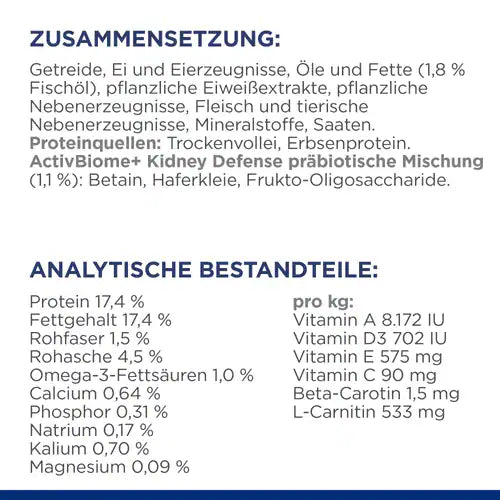 Hill's Prescription Diet k/d Early Stage Hund Zusammensetzung Analytische Bestandteile