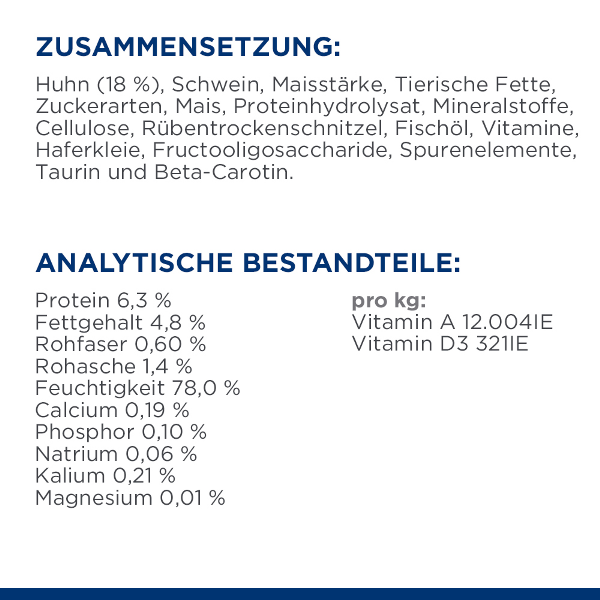 Hill's Prescription Diet k/d Katzenfutter Mousse Zusammensetzung Analytische Bestandteile