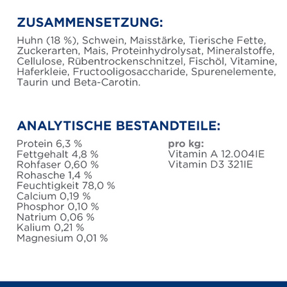 Hill's Prescription Diet k/d Katzenfutter Mousse Zusammensetzung Analytische Bestandteile