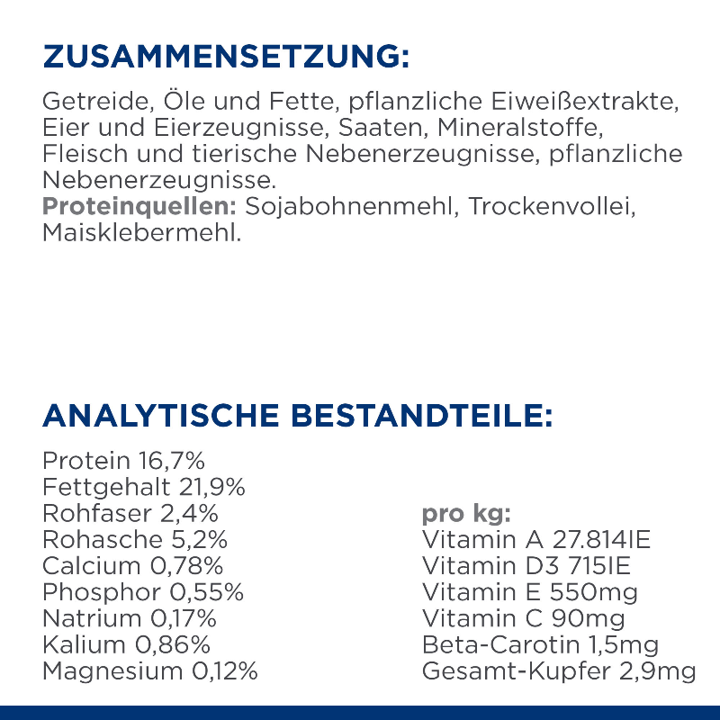Hill's Prescription Diet l/d Trockenfutter für Hunde Zusammensetzung Analytische Bestandteile