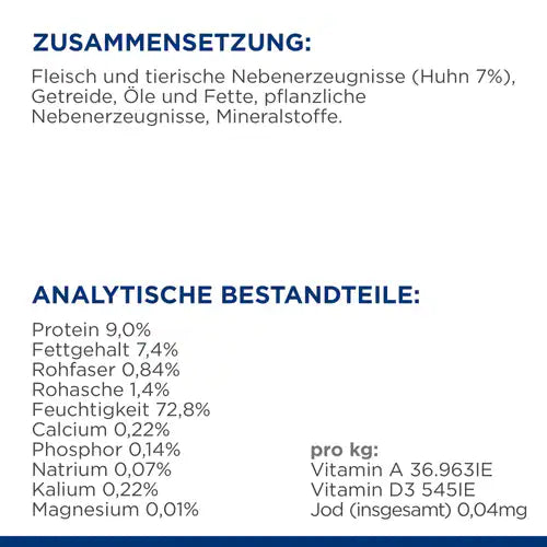 Hill's Prescription Diet y/d Nassfutter für Katzen Zusammenstzung Analytische Bestandteile
