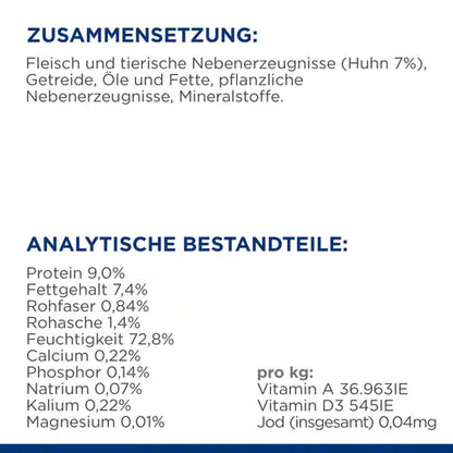 Hill's Prescription Diet y/d Nassfutter für Katzen Zusammenstzung Analytische Bestandteile
