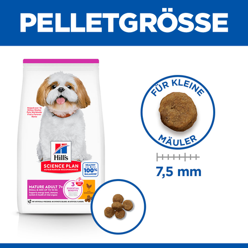 Hill's Science Plan Small &amp; Mini Mature Adult Hundefutter Pelletgrösse