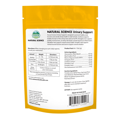 Oxbow Animal Health Natural Science Urinary Support Rückseite