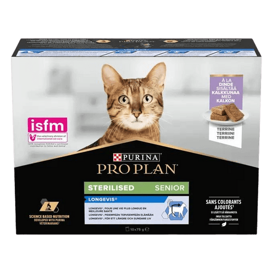 Purina Pro Plan Sterilised Senior 7+ Katzenfutter mit Truthahn, Nassfutter im Beutel 10x75g - Marigin Onlineshop für Tiernahrung und Tierklinik.