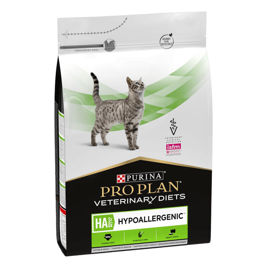 Purina Veterinary Diets HA Hypoallergenic Katzenfutter, Trockenfutter für Katzen mit Futtermittelallergien - Marigin Onlineshop für Tiernahrung und Tierklinik.