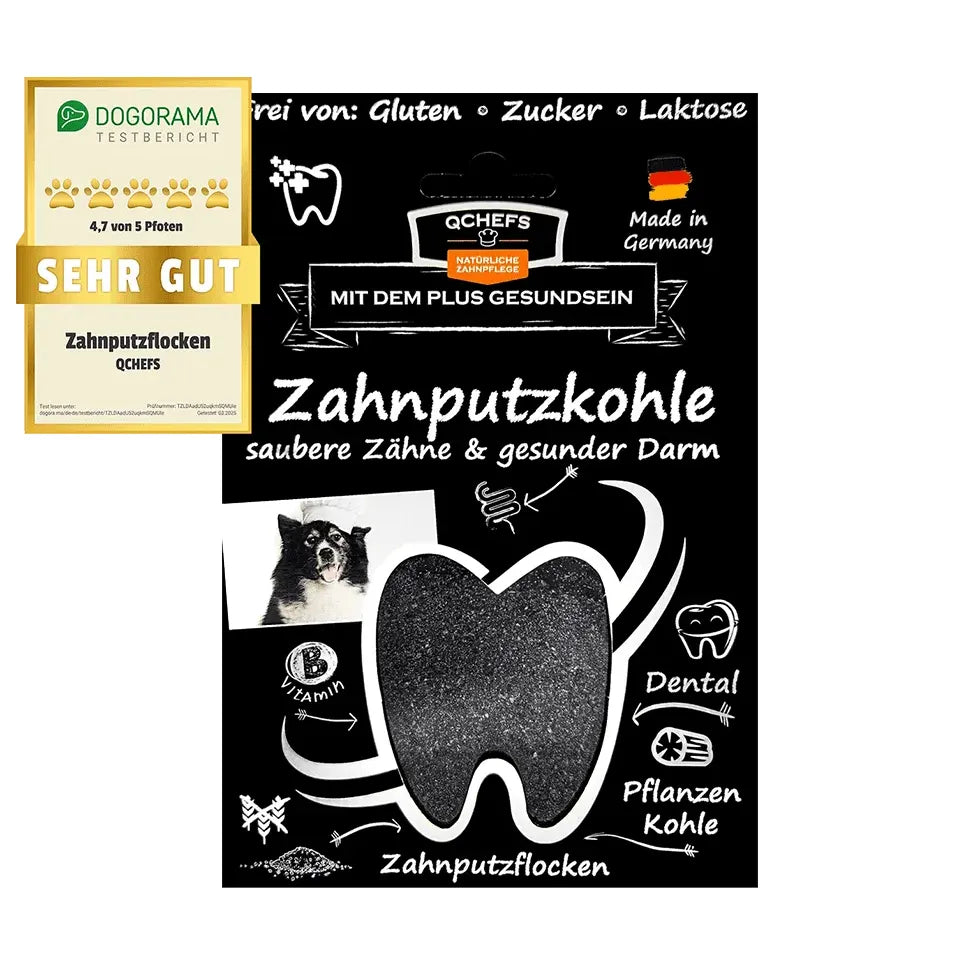 Qchefs Zahnputzkohle Hund für saubere Zähne und gesunden Darm