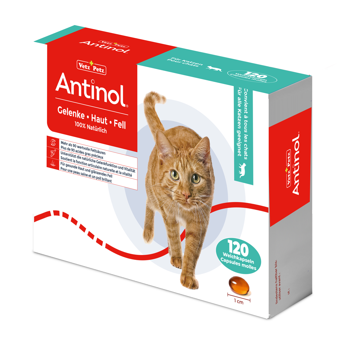 Antinol für Katzen, unterstützt Gelenge, Haut und Fell - 120 Weichkapseln