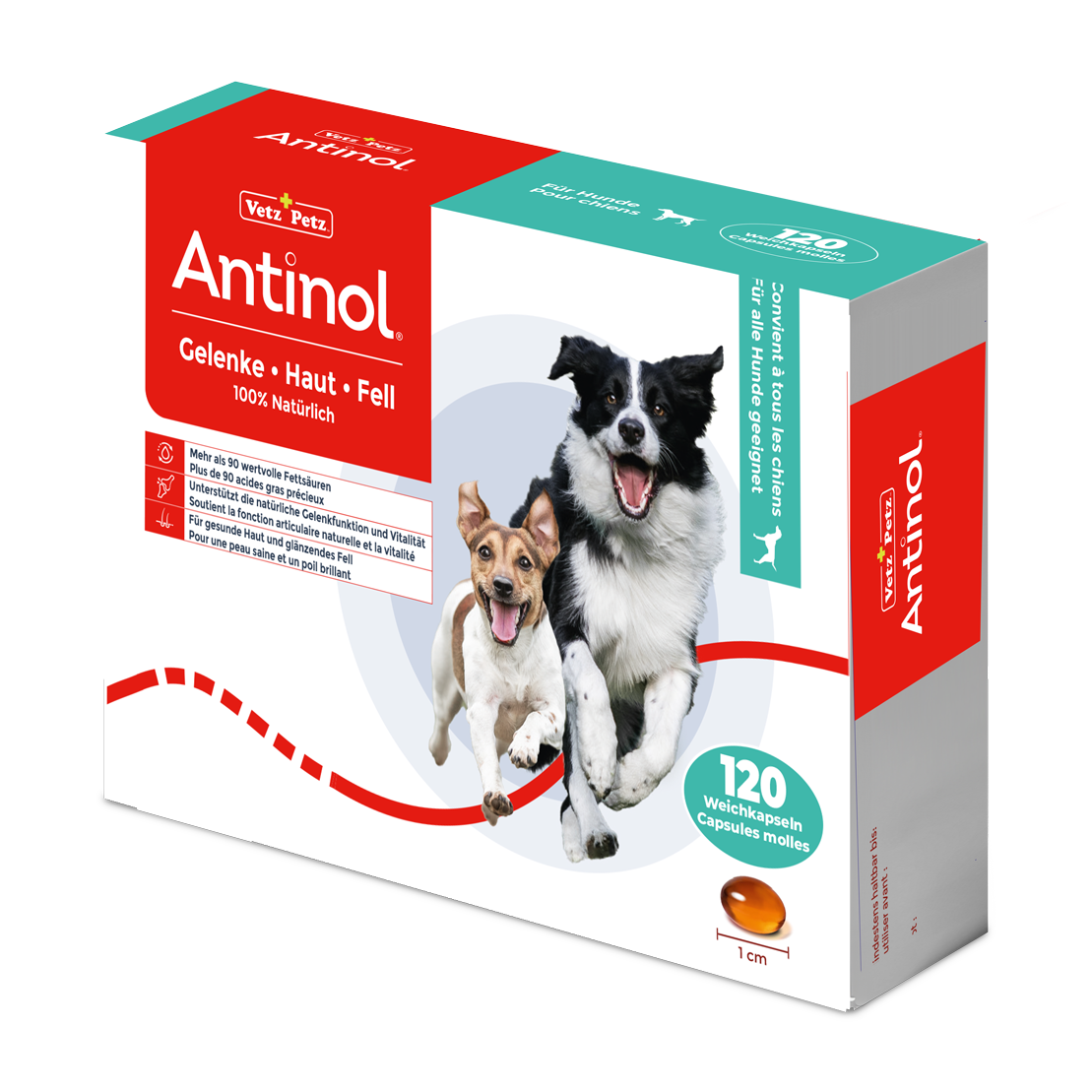 Antinol für Hunde, unterstützt Gelenke, Haut und Fell - 120 Weichkapseln