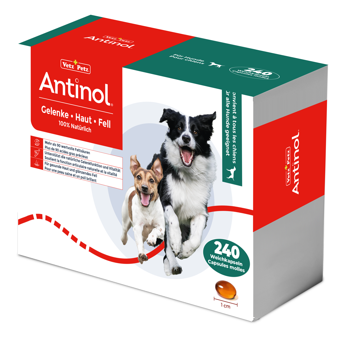 Antinol für Hunde, unterstützt Gelenke, Haut und Fell - 240 Weichkapseln