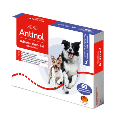 Antinol für Hunde, unterstützt Gelenke, Haut und Fell - 60 Weichkapseln