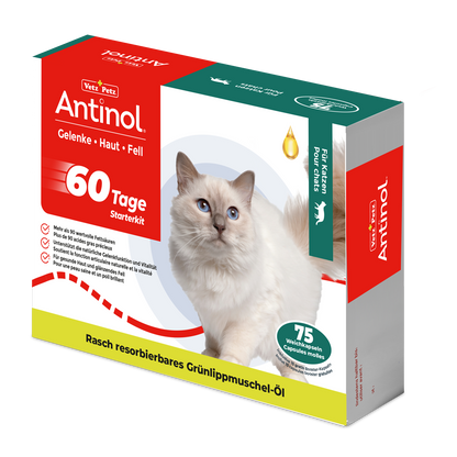 Antinol Starterkit für Katzen, unterstützt Gelenge, Haut und Fell - 75 Weichkapseln