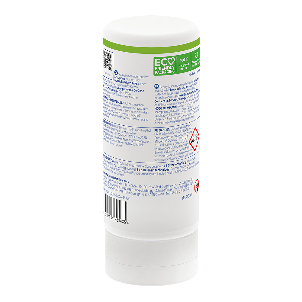 Virbac Sebolytic Shampoo 250ml für Hunde und Katzen Rückseite