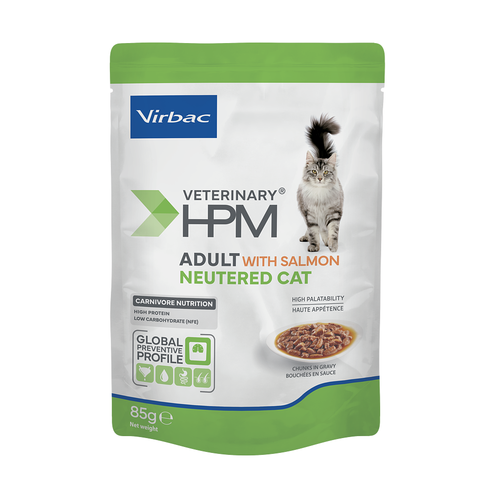 Virbac Cat Adult Neutered Wet Salmon Nassfutter Beutel à 85 g