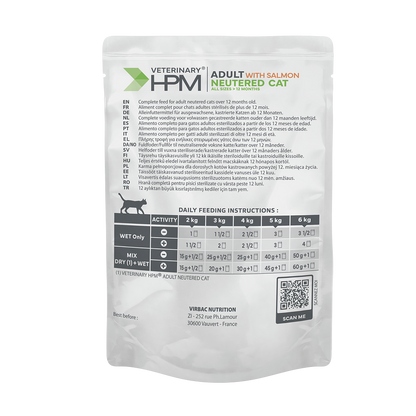 Virbac Cat Adult Neutered Wet Salmon Nassfutter Beutel à 85 g - Rückseite