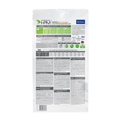 Virbac Cat Adult Neutered & Entire Salmon, 1,5 kg 3 kg 7 kg 12 kg - Trockenfutter - Rückseite